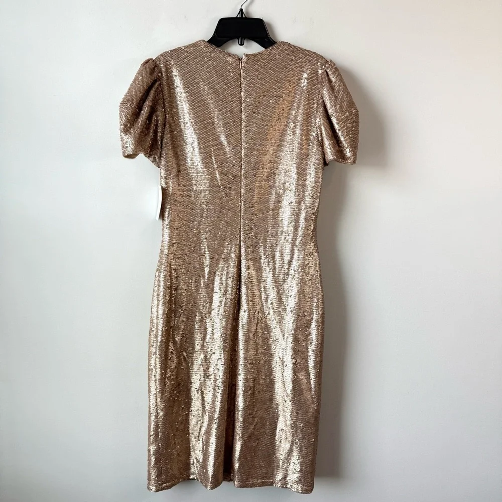Rene Ruiz Puff Sleeve Sequins Mini Dress Gold‎ 4